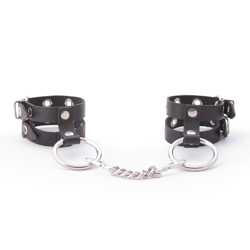 Наручники "Crazy Handmade" из двух ремешков, черные 